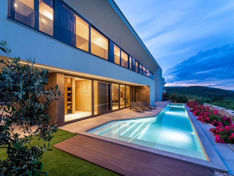 Moderne Villa Maslina mit Panoramablick auf das Meer