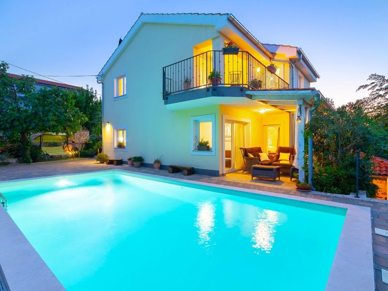 Modern Villa Meline with an outdoor pool and grill on Krk