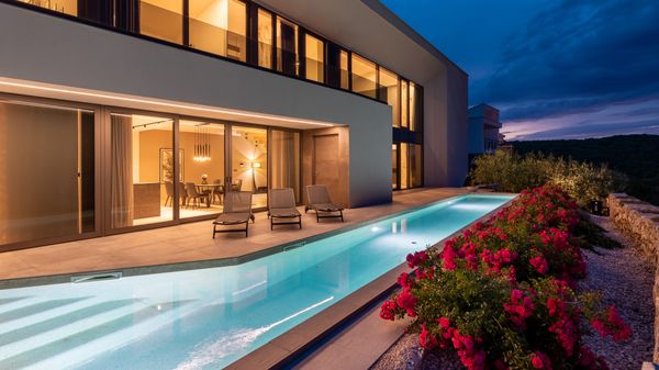 Moderne Villa Maslina mit Panoramablick auf das Meer