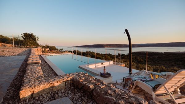 Stone villa Heritage House Jure with a pool and a great sea view on Krk