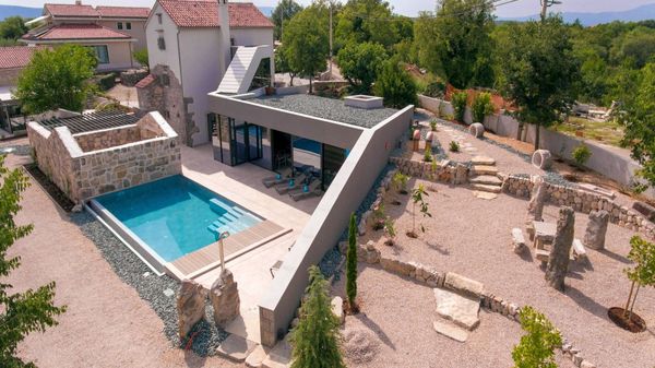 Stone Villa Jerini House with an outdoor pool and wellness on Krk